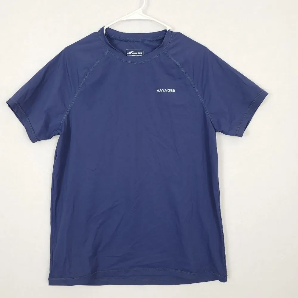 Vayager Navy Blue Short Sleeve Swimshirt Cover Up Beach Medium Rash Guard